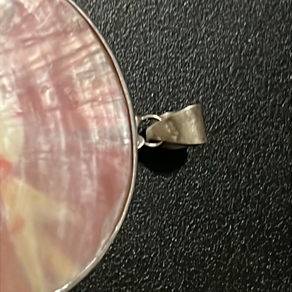 Vintage Large Coastal Sterling Silver Natural Red Swirl Conch Shell LPendent - Picture 4 of 4